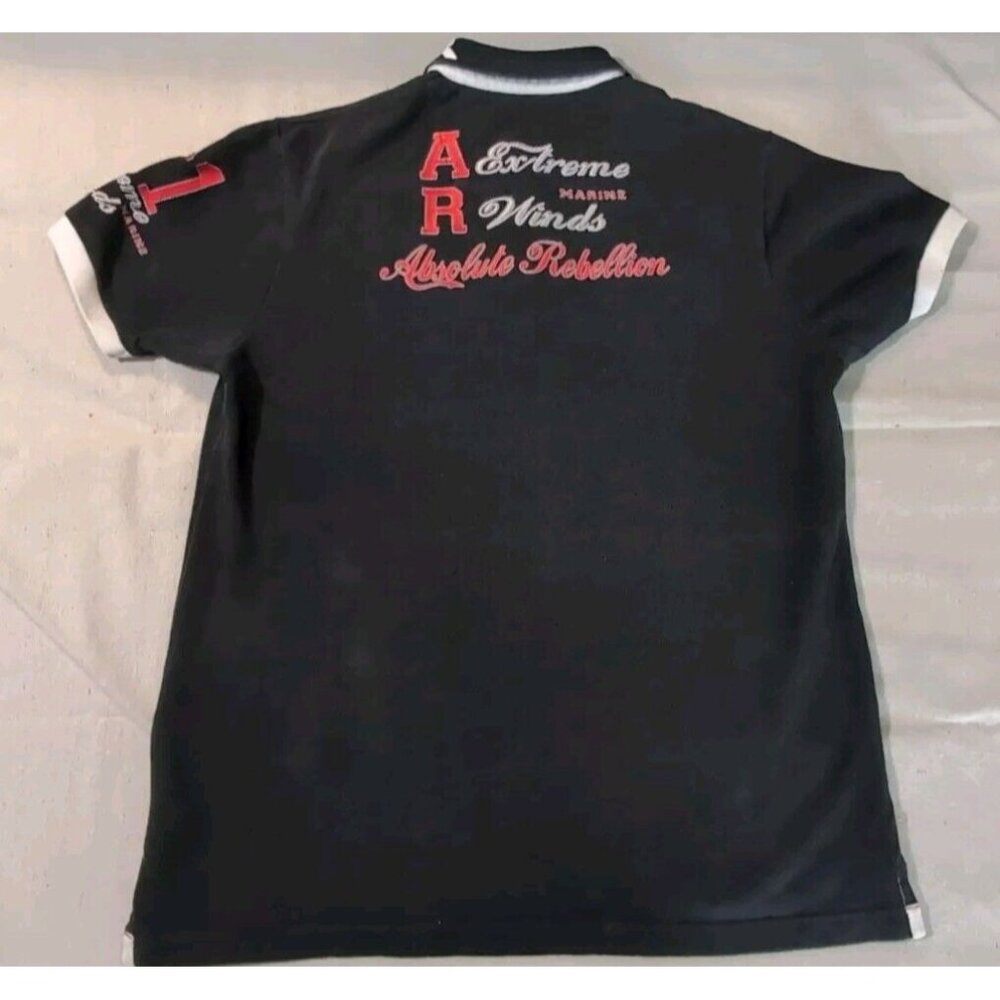 Vintage Absolute Rebellion St Barth Port Crew Sailing Black Size Large Polo